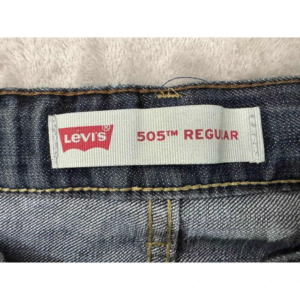 Levis 505 Jeans Boys 28x30 16 Regular Youth Blue Straight Dark Wash‎ Stained